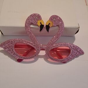 Pink Flamingo Glitter Glasses Novelty Party